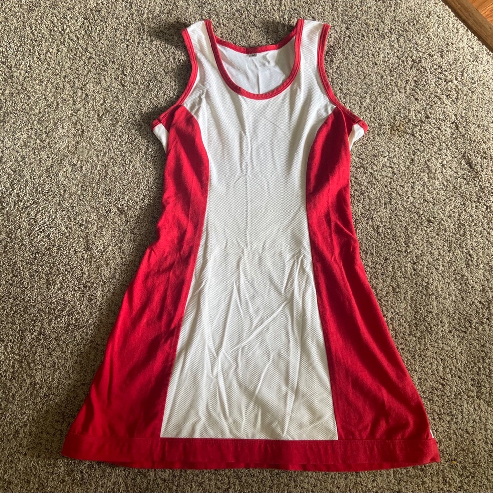 Red White Athletic Workout Tennis Dress Medium
